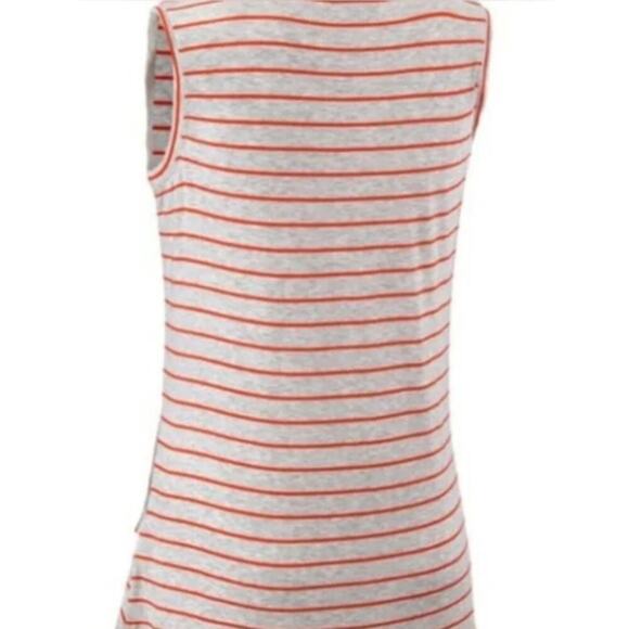 CAbi Women's Ruffle Tank 5331 Orange/Gray Striped Asymmetrical Top Sz Small - Picture 2 of 5